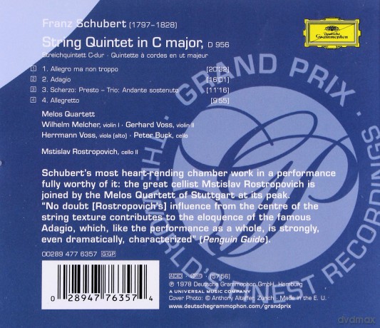 Rostropovich/Melos Quartett: Schubert:String Quintet Grand Prix [CD]