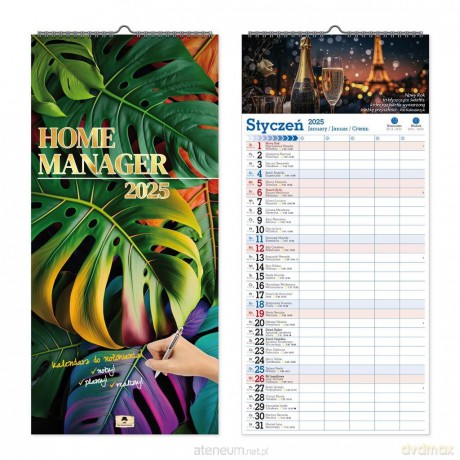 Kalendarz 2025 paskowy szeroki Home Manager [KALENDARZ]