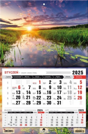 Kalendarz 2025 Trójdzielny jednodzielny Mazury [KALENDARZ]