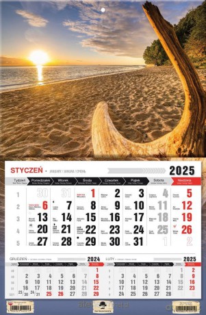 Kalendarz 2025 Trójdzielny jednodzielny Plaża [KALENDARZ]