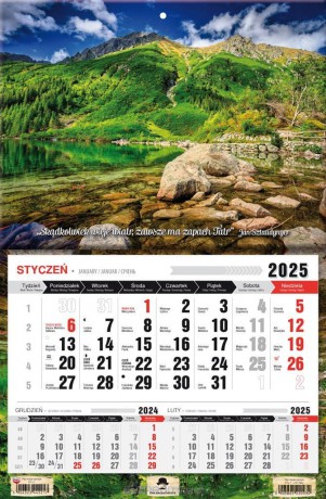 Kalendarz 2025 Trójdzielny jednodzielny Tatry [KALENDARZ]