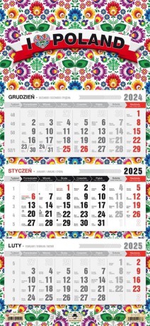 Kalendarz 2025 Trójdzielny płaska główka Folk [KALENDARZ]
