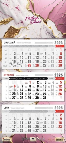 Kalendarz 2025 Trójdzielny płaska główka Glamour [KALENDARZ]