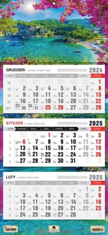 Kalendarz 2025 Trójdzielny płaska główka Korfu [KALENDARZ]