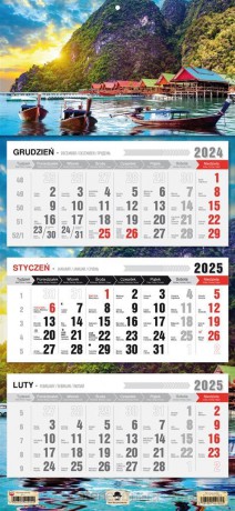Kalendarz 2025 Trójdzielny płaska główka Tajlandia [KALENDARZ]