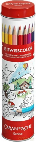 Kredki Swisscolor w tubie z kolorowanką 18 kolorów