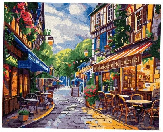 Malowanie po numerach - Ulica we Francji 40x50cm