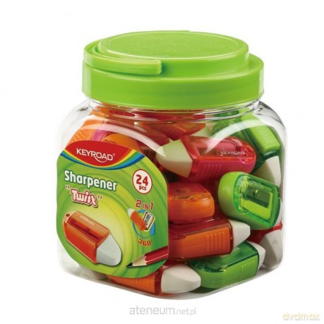 Temperówka plastikowa z gumką Twist pojed. (24szt)