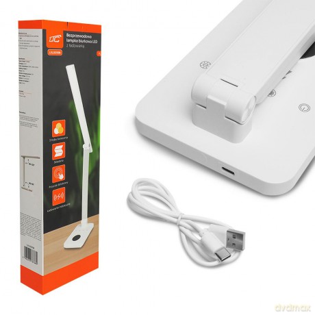Lampka biurkowa LED 10W, 3000/4500/6000K, ładowanie indukcyjne, dotykowa, ściemniacz, biała, LTC