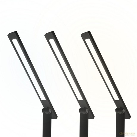 Lampka biurkowa LED 10W, 3000/4500/6000K, ładowanie indukcyjne, dotykowa, ściemniacz, czarna, LTC