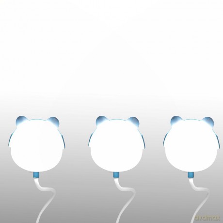 Lampka nocna LED miś 3W, 3000/4500/6000K, regulowana, 1200mAh, niebieska, LTC