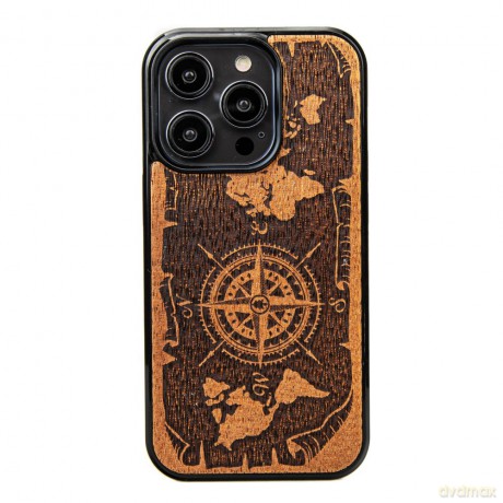 Nakładka Bewood do iPhone 15 Pro 6,1" Róża Wiatrów Merbau