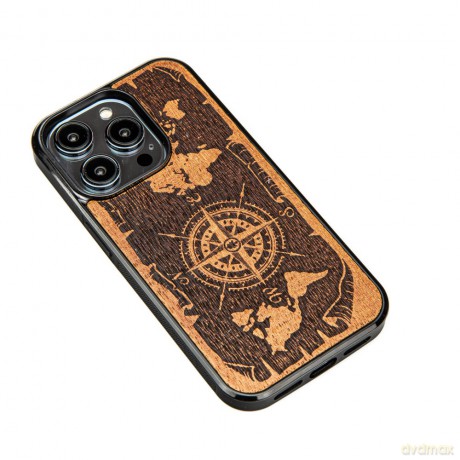 Nakładka Bewood do iPhone 15 Pro 6,1" Róża Wiatrów Merbau