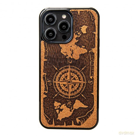 Nakładka Bewood do iPhone 15 Pro Max 6,7" Róża Wiatrów Merbau