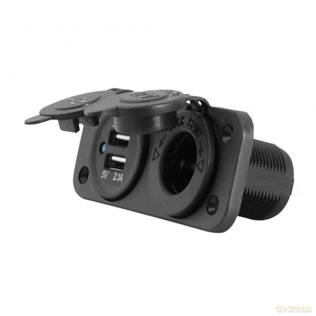 Samochodowe/jachtowe gniazdo zapalniczki + USB-A 5V/2,1A + USB-A 5V/1A, in:12V/24V kabel 1,4m LTC