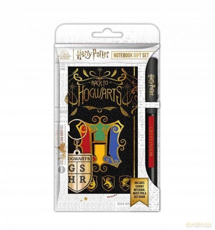 Harry Potter Notebook Gift Set - Colourful Crest: notebook,pen, keychain / Zestaw prezentowy Harry Potter: notatnik, długopis, brelok