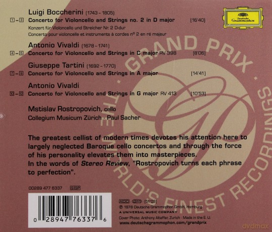 Rostropovich: Vivaldi/Tartini/Boccherini- Grand Prix [CD]