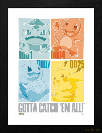 POKEMON - Plakat w ramie Pikachu & Kanto Starters (30x40)