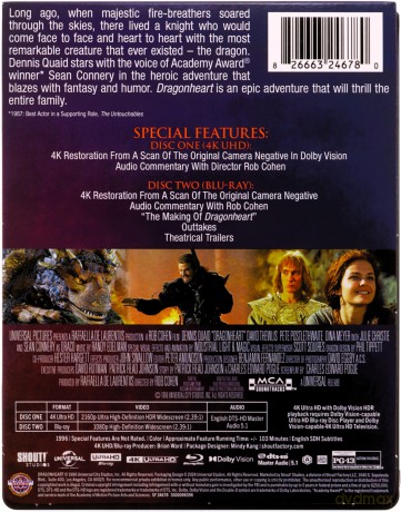 DragonHeart (Ostatni smok) (steelbook) [Blu-Ray 4K]+[Blu-Ray]