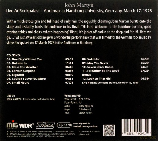 John Martyn: Live At Rockpalast 1978 (digipack) [CD]+[DVD]