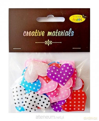 Aplikacje materiałowe serca w kropeczki 3cm 30szt