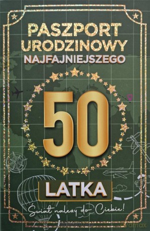 Karnet Urodziny 50 Nowy paszport męskie