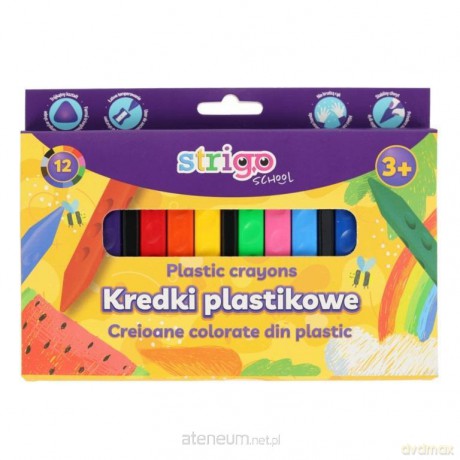 Kredki plastikowe trójkątne 12 kolorów