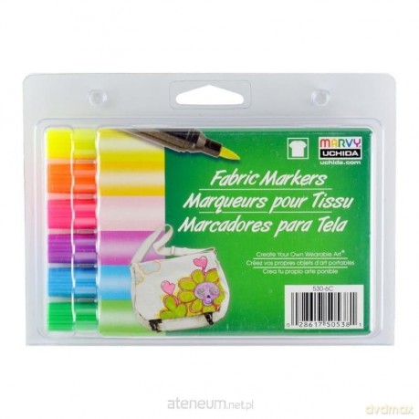 Markery tekstylne fluo 6 kolorów
