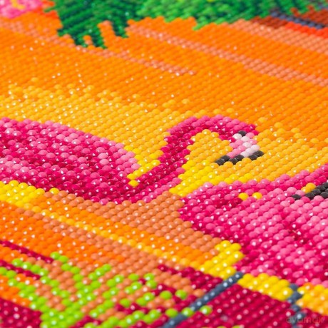 Obraz na płótnie 30x30cm z mozaiką Flamingi