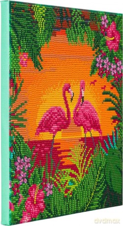 Obraz na płótnie 30x30cm z mozaiką Flamingi