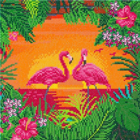 Obraz na płótnie 30x30cm z mozaiką Flamingi