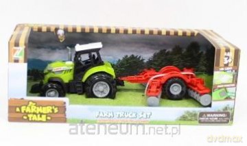 Traktor zielony z przyczepą