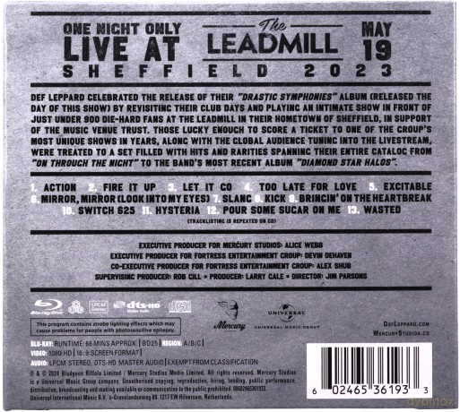 Def Leppard: Live At The Leadmill - Sheffield 2023 [Blu-Ray]+[CD]