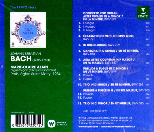 Marie-Claire Alain: The Erato Story, Bach: Organ Pieces [CD]
