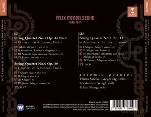 Artemis Quartet: Mendelssohn: String Quartets Op 80, 44 No. 1, 44 No. 2 [2CD]