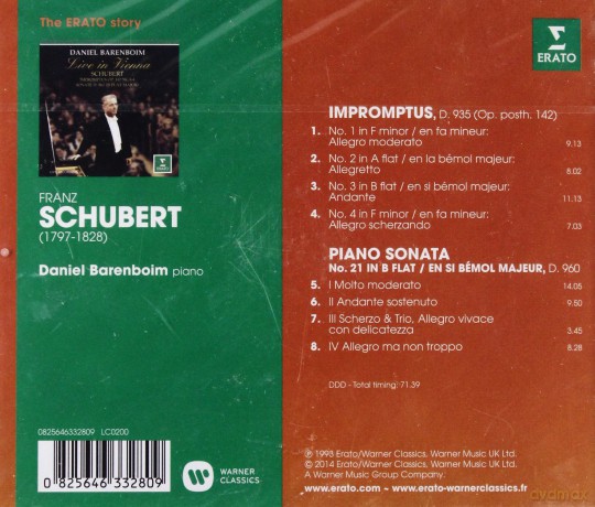 Daniel Barenboim: The Erato Story. Schubert: Sonata, D.960, Impromptus, D.935 [CD]