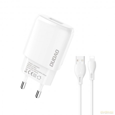 Dudao ładowarka sieciowa USB-A 7.5W + kabel USB-A - Lightning 1m biały (A1sEU)