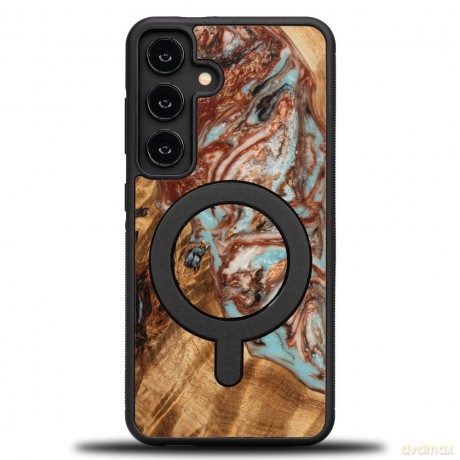 Etui Bewood Unique MagSafe Jowisz z drewna i żywicy na Samsung Galaxy A55 5G - miedziano-białe