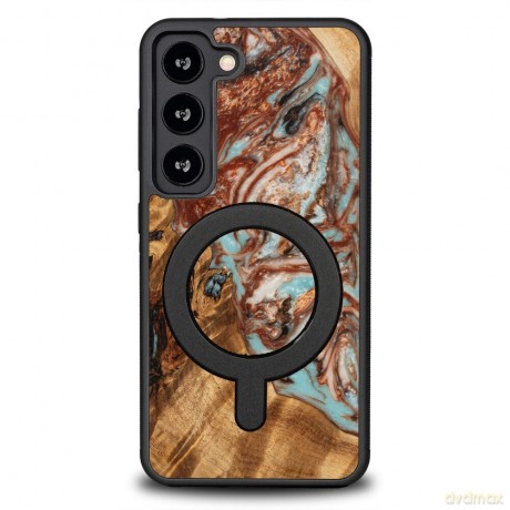 Etui Bewood Unique MagSafe Jowisz z drewna i żywicy na Samsung Galaxy S23 - miedziano-białe