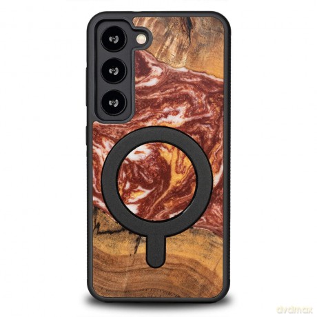 Etui Bewood Unique MagSafe Mars z drewna i żywicy na Samsung Galaxy S23 - czerwono-białe