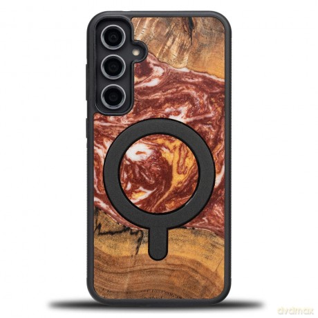 Etui Bewood Unique MagSafe Mars z drewna i żywicy na Samsung Galaxy S23 FE - czerwono-białe