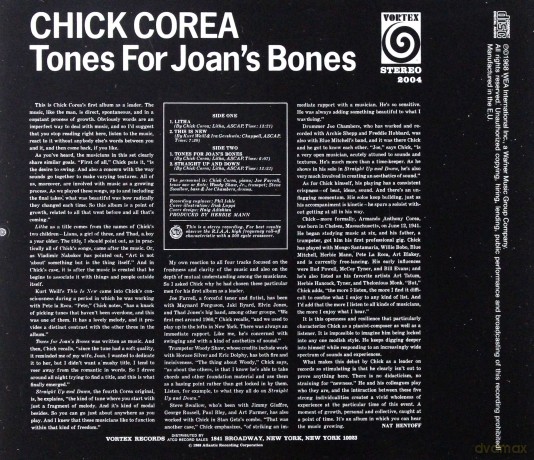 Chick Corea: Tones For Joan's Bones [CD]
