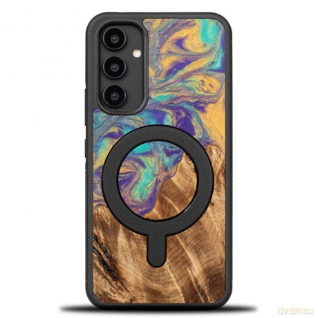 Etui Bewood Unique MagSafe Merkury z drewna i żywicy na Samsung Galaxy A54 5G - fioletowo-złote