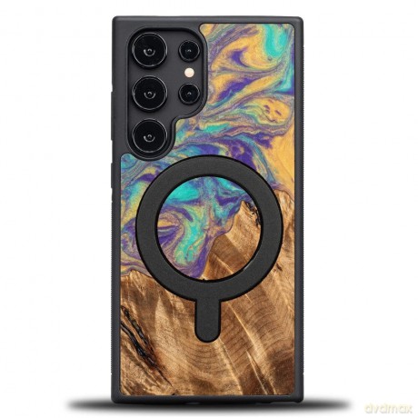 Etui Bewood Unique MagSafe Merkury z drewna i żywicy na Samsung Galaxy S24 Ultra - fioletowo-złote