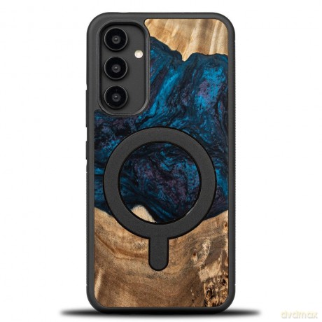 Etui Bewood Unique MagSafe Neptun z drewna i żywicy na Samsung Galaxy A54 5G - granatowo-czarne