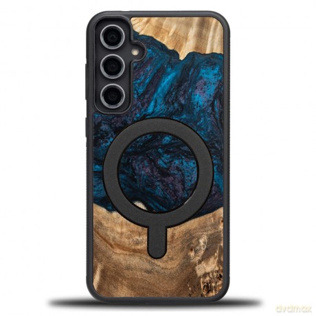 Etui Bewood Unique MagSafe Neptun z drewna i żywicy na Samsung Galaxy S23 FE - granatowo-czarne