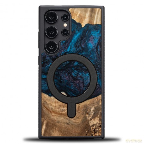 Etui Bewood Unique MagSafe Neptun z drewna i żywicy na Samsung Galaxy S24 Ultra - granatowo-czarne