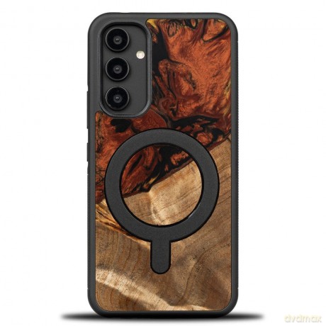 Etui Bewood Unique MagSafe Ogień Żywioł z drewna i żywicy na Samsung Galaxy A54 5G - czarno-złote