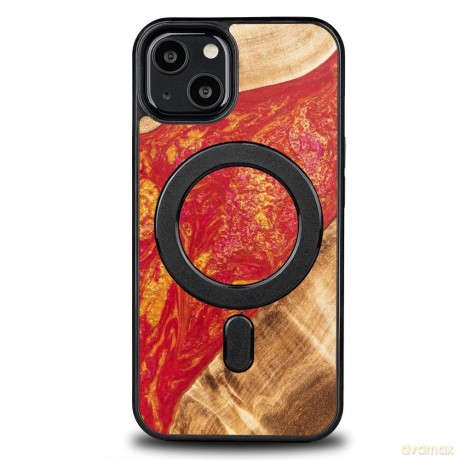 Etui Bewood Unique MagSafe Paris z drewna i żywicy na iPhone 13 - czerwono-złote