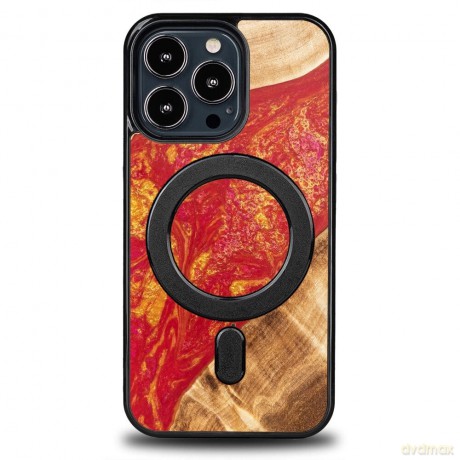 Etui Bewood Unique MagSafe Paris z drewna i żywicy na iPhone 13 Pro - czerwono-złote
